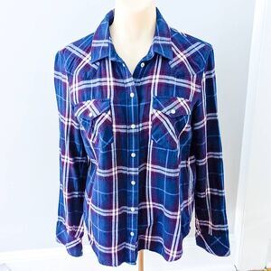 Levi's Blue and Purple Plaid Flannel Button Up Shirt